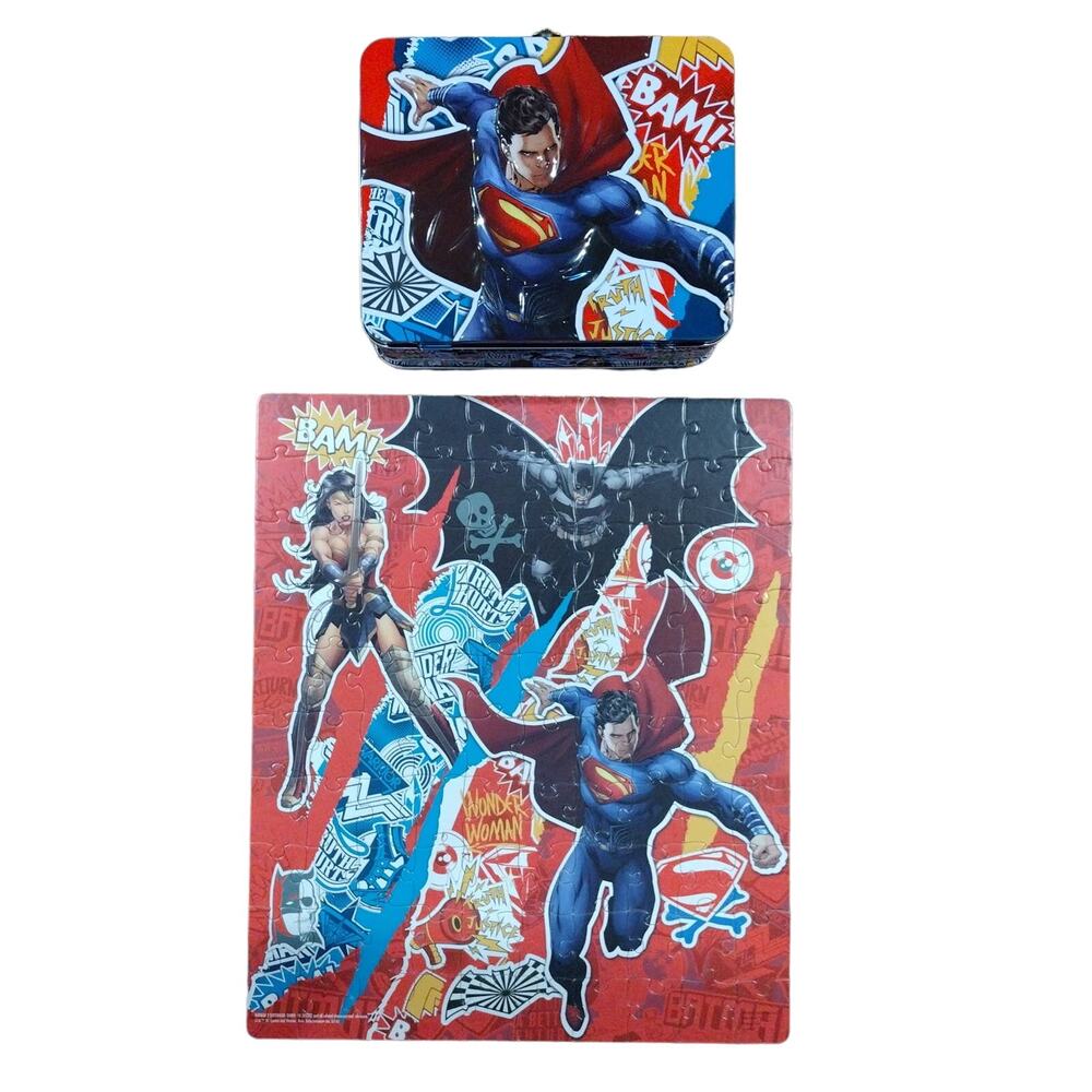 Batman Superman Justice League DC Comics Metal Lunchbox Puzzle 100 Pcs Complete